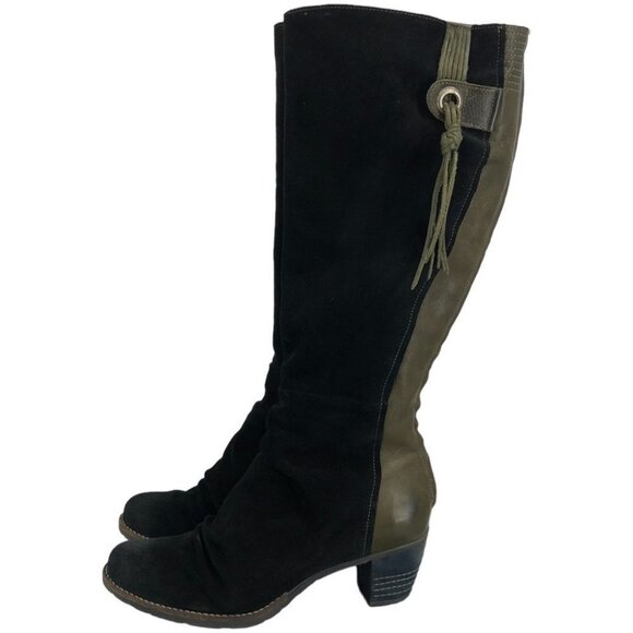 DKode Shoes - DKode Black & Moss Green Suede & Leather Calf-Length  Boots size EU 40